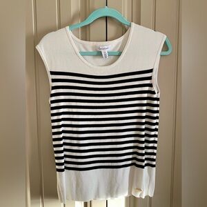 Calvin Klein Horizontal Striped Black and White Sleeveless Top